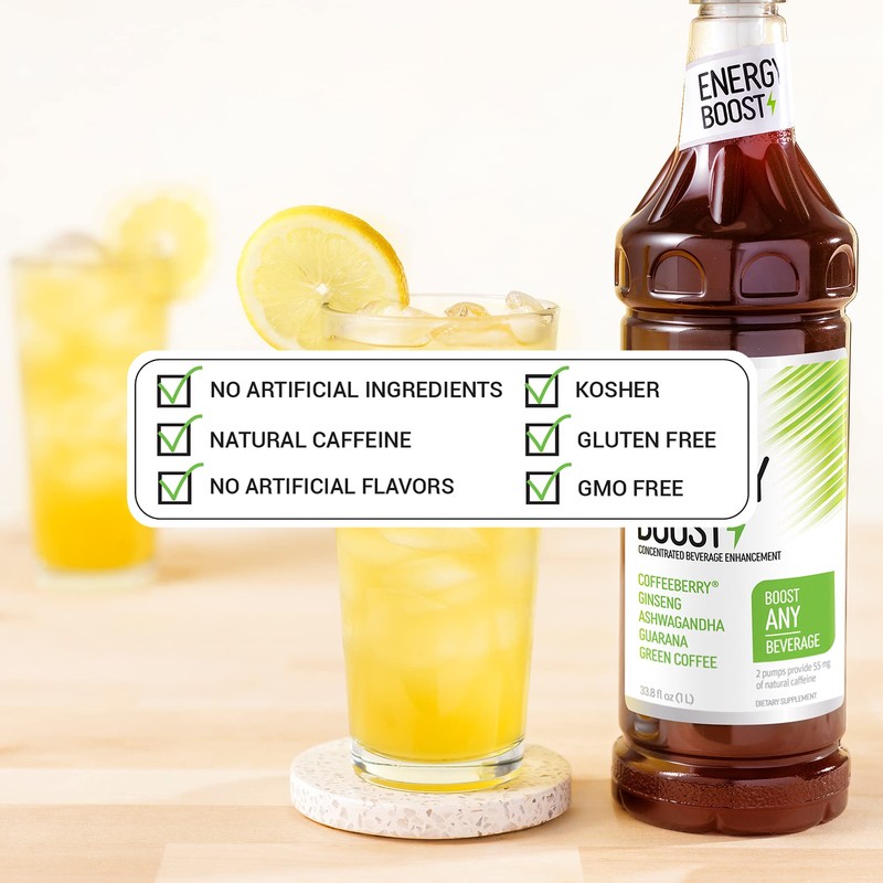 Monin - Energy Boost, Liquid Energy Supplement, Subtle Tea Flavor,