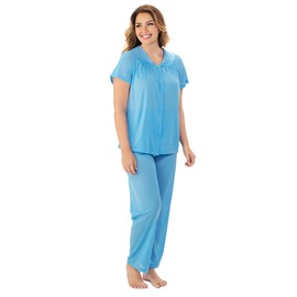 Exquisite Form Women's Plus Size Coloratura Sleepwear Short Sleeve Pajama Set 90807, Purity Blue, 3X