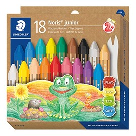 STAEDTLER Noris Junior 224 Wax Crayon, Perfect for Small Children's Hands, Extra Shatterproof, Case with 18 Colours, 224 C18