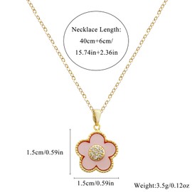 HMOOY Halskette mit Blume Anhänger I Antiallergen & Nickelfrei,Halsketten Einfache Gold Halskette Schmuck Geschenke für Frauen Männer (Rosa)