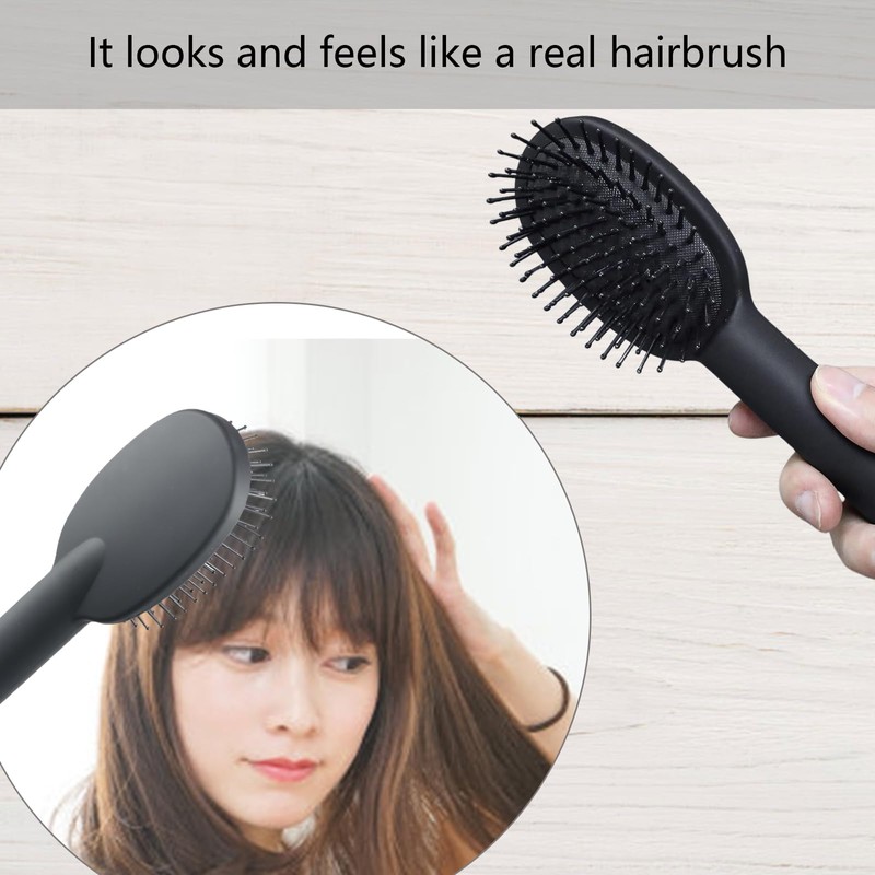 Stash Can Hairbrush Flask, Black Secret Compartment Hairbrush, Beach Safe