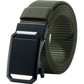 LionVII Nylon Belt for Work, Men's Belt, Auto-Lock, Mountain Climbing, Belt for Sports, Golf, Casual, Work Wear, No Holes, Stepless Adjustment, Unisex, Width 1.4 inches (35 mm), Length 47.2 inches