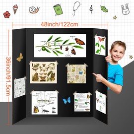 4 Pack Trifold Poster Board 48" X 36", IKAYAS Double Sided Black Poster Boards, Science Fair Display Boards Posterboard Foamboard for Mounting, Prints,Art,Display,Projects Classroom Supplies