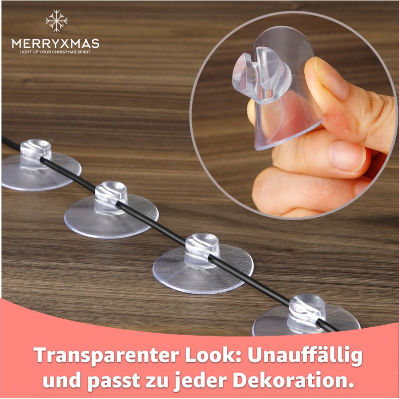 MERRYXMAS 20 x Suction Cup for Fairy Lights with Slot