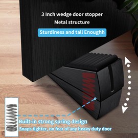 AIMAXINKE Strongest Adjustable Spring Loaded Large Door Stopper - Heavy Duty Tall Door Stop Wedge Door Stoppers for Bottom of Door, Tall up to 3 in Doorstop Stainless steels Made Suits Any Heavy Door