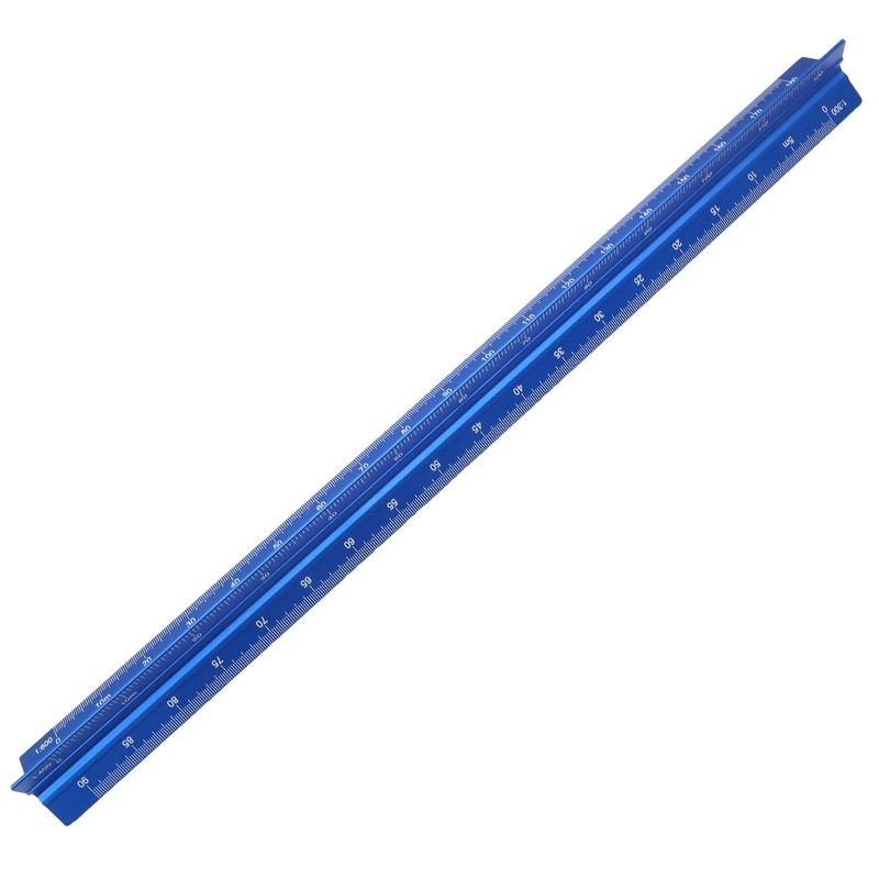 Kyuionty Metric Engineer Scale Ruler 12 Inch, Aluminum Laser-Etched Triangular