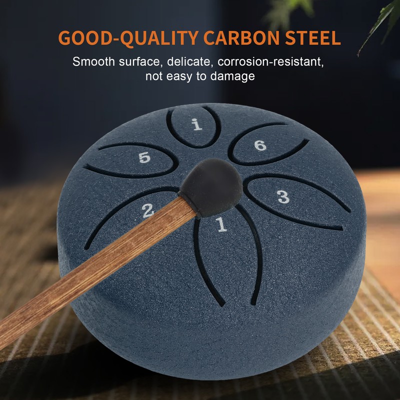 Tongue Drum 3inch 6 Tone Steel with 1pcs Drumstick Mini