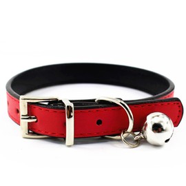JIngwy Metal Buckle Pet Collar with Bell Suit for Cats or Puppy Dogs White/Black/Red/Pink/Blue/Brown (S (Collar), Red)