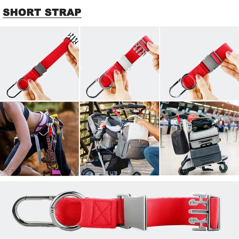 Elastic Jacket Gripper Travel Strap with D-Ring Hooks and Buckle,