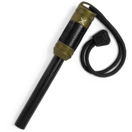 Exotac fireROD XL Ferrocerium Firestarter with Replaceable 1/2 in. Diameter Waterproof Ferro Rod Striker, Heavy-Duty Flammable Repair Tape, and Tinder Capsule Compartment with Included quickLIGHT Tabs