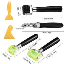 4 Stück Andrückrolle, Robust und Einfach zu Bedienen, Andrückwalze für Bodenbeläge, mit 2 Schaber, Tapetenroller Andrückrolle, für Fügen, Schweißen oder Reparieren (Schwarz)