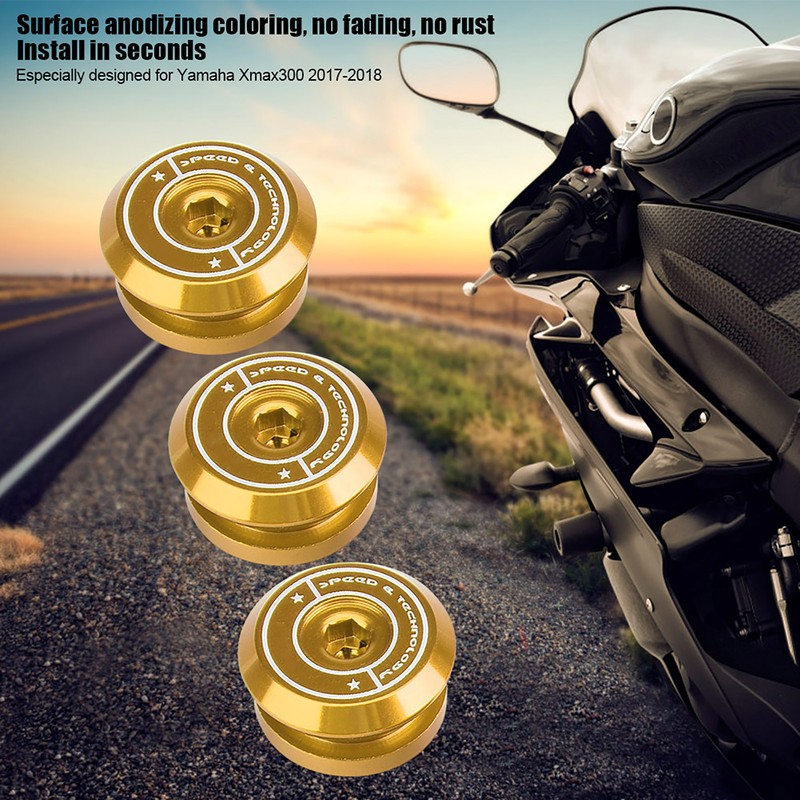 3 Pcs Motorcycle Air Cleaner Bolt Decorative Cover for Yamaha