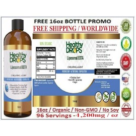 Health Drop LIPOSOMAL EDTA CHELATING "CALCIUM DISODIUM" ORGANIC 96 SERVING 16oz Exp: 12/2026
