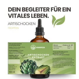 Artischocke Tropfen - 100ml - 5% Cynarin - Mit Artischocken Extrakt - 100% Vegan - Ohne Künstliche Zusätze - Einfache Dosierung