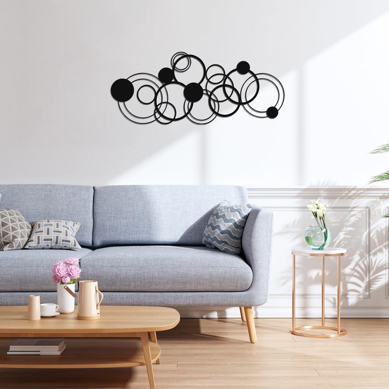Black Abstract Wall Art, Modern Line Decor for Living Room