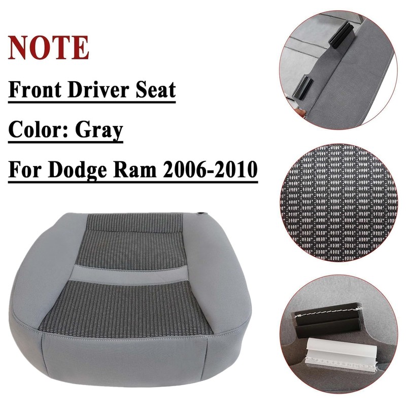 NLQR Cloth Gray Front Driver Side Bottom Replacement Seat Covers