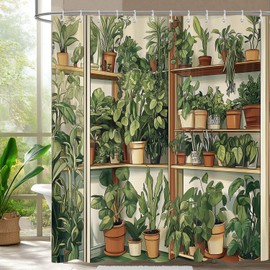 Raoycla - Cortina de ducha para plantas, color verde, estilo botánico clásico, con hojas de flores, decoración de baño con 12 ganchos, 72 pulgadas de ancho x 72 pulgadas de alto