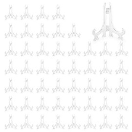 Tosnail 50 Pack 3 Inches Tall Mini Plastic Easel Stands for Small Picture, Painting, Plate, Card Display