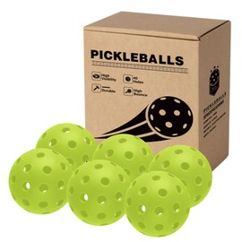 Ornalry Outdoor Pickleball Balls - 40 Holes Pickleballs Set of 6-Pack High Bounce Durable Pickle Balls for Sport Outdoor Play for Beginners to Professional Player