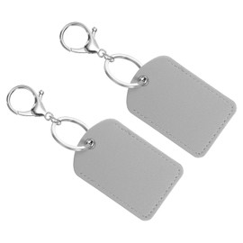 PATIKIL Leather Key Fob, 2 Pack PU Leather Key Fob with Key Rings Keychain Holder for Keys ID Key Cards, Gray