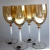Cristalleria F.lli Fumo ITALY Amber Gold Wine Glass hand made