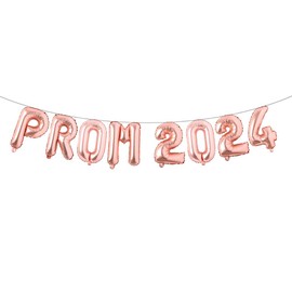Mylar Prom 2024 Balloons Hanging Foil Balloons Letter for High School College Grad Graduation Retirement Party Decorations Banner Sign for Prom Night Graduation Party (PROM 2024 Rose Gold)