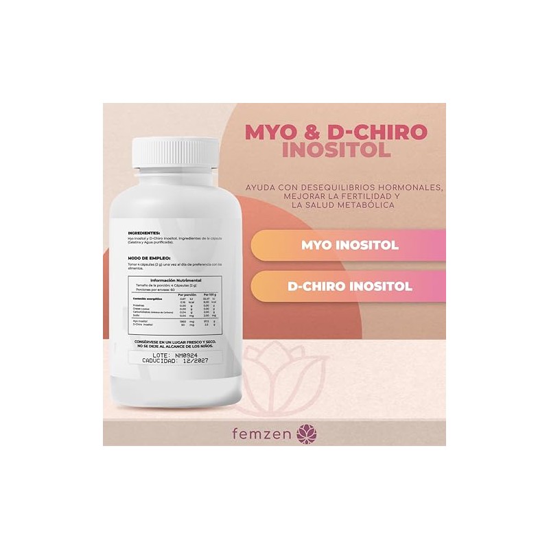 Myo Chiro Inositol 240 Cápsulas Mezcla Balanceada Ratio Suplemento Balanceado