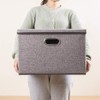 PRANDOM Large Collapsible Storage Bins with Lids [3-Pack] Linen/Cotton Blend