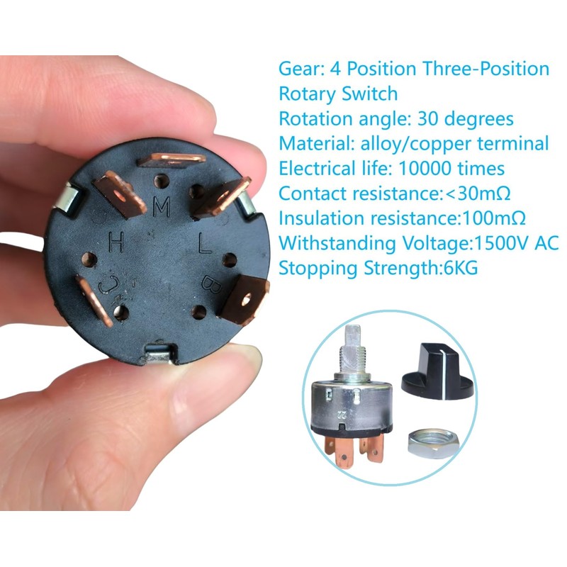 MTDELE Rotary Switch 4 Position 3 Speed Fan Switch 5