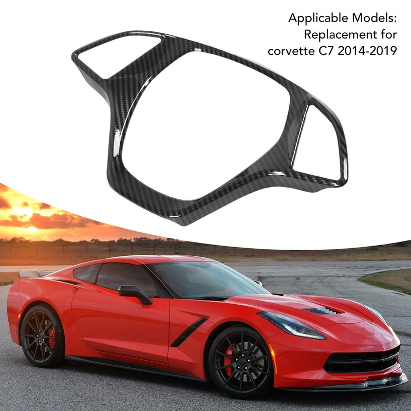 KIMISS Steering Wheel Cover Frame for Corvette C7 2014-2019 Carbon