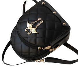 KENANLAN Mini Backpack for Women Swan Pendant Embroidered PU Leather Backpack Double Layer Mini Cute Travel Backpack for Girls Women (Free Size)