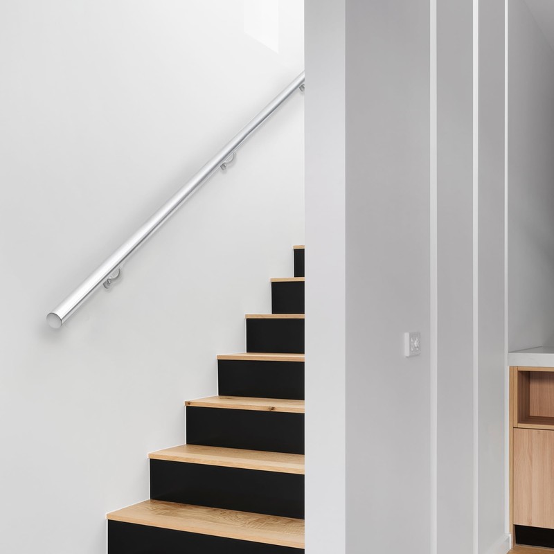 17 FT Modern Aluminum Handrail Set, handrails for Indoor Stairs,Deck,Slope,