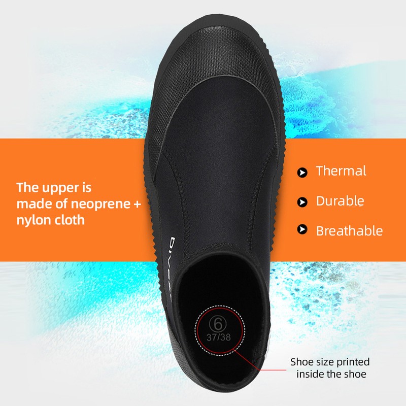 Neoprene Diving Boots 3mm Wetsuit Booties with Anti-Slip Sole for
