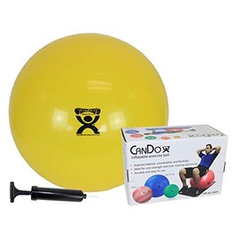 CanDo Inflatable Exercise Ball - Economy Set - Yellow - 18" (45 cm) Ball, Pump, Retail Box