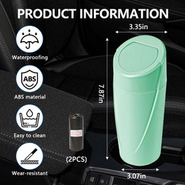 Hovom Mini Car Trash Can with Lid, Portable Garbage Can for Car, Leakproof Cup Holder Automotive Garbage Bin with 2 Rolls of Trash Bags, Small Trash Storage Can for Car Home Office(Light Green)