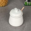 LEETOYI Honey Jar with Lid and Honey Dipper,Ceramic Honey pot,12oz