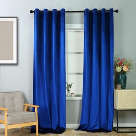 ELKCA Luxury Royal Blue Velvet Window Curtain for Living Room,Grommet Top,2 Panels(Royal Blue, 52" W x 96" L)