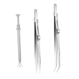 Piercing Ball Grabber Tool Set,3 PCS Professional Precision Tweezer Stainless Steel Diamond Holder Pick-Up Tool Diamond Piercing Clamp for Jewelry Making