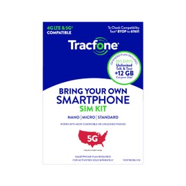 Tracfone Unlimited Talk & Text Plus 12 GB of Data SIM Bundle Annual - Prepaid Plan (CDMA)