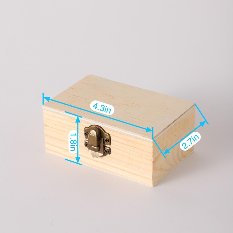 36 pcs Small Wooden Box for Crafts, 4.3inX2.7inX1.8in Unfinished Wooden