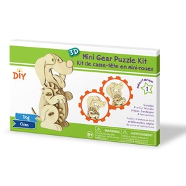 AoneFun Wooden 3D Puzzle for Kids & Adults - Dog Model with Mechanical Gears, 1 Piece, 6.75 x 5.0 inches, Wood Craft, Ages 8+, Unisex
