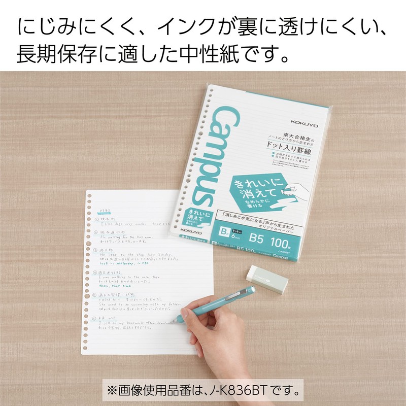 Kokuyo Campus Loose Leaf Paper, Erases Cleanly and Writes Smoothly,