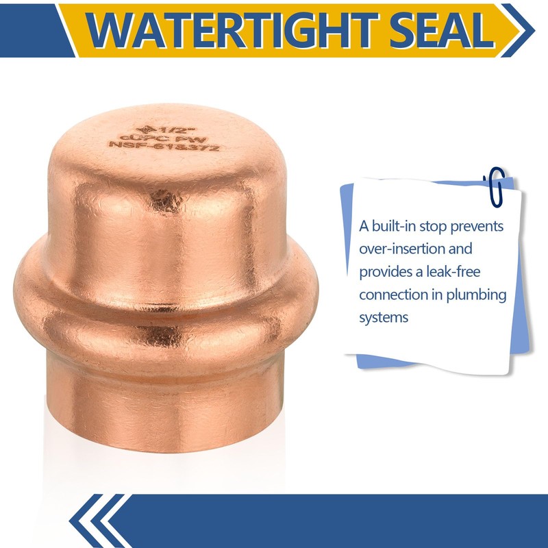 10-Pack GUOFIS Copper Press End Cap, 1/2" x 1/2" Plug