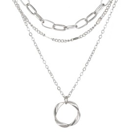 xdlhghe 18k Gold Silver Layered Necklaces for Women Choker Dainty Pendant Stackable Cute Bridesmaids Necklaces Prom Trendy Link Womens Everyday Jewelry Gift (Silver)