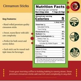 Shubhaavya Premium Cinnamon Sticks 1.7oz (50g) - 7+ cm long sticks - All Natural | Gluten Free | NON-GMO | Farm-Fresh Spice