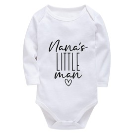 Nana's Little Man Newborn Body Suits Girl Long Sleeve Baby Boy One-piece Outfit White Boy Onsies3-6 Months