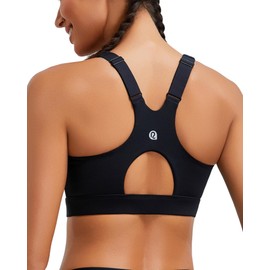 RUNNING GIRL Black Sports Bra for Women,Adjustable Straps Molded Cups High Support Sports Bras for Women Large Bust(3100Black_L)