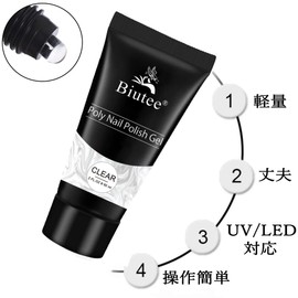 Biutee Long Gel Nails, Polygel, 2.1 oz (60 g), UV Protection, LED Light Compatible, For Beginners (Clear)