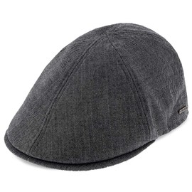 Walrus Hats Dark Gray Luxe Checkmate Duckbill Flat Cap – Classic Herringbone Design – Suede Underside & Cotton Liner for All-Day Comfort