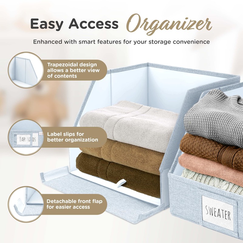 VIVIDECOR Trapezoid Storage Bins – 12"x12"x10"x 4" Closet Shelf Organizer